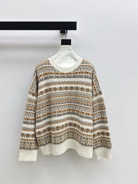 Lor 25 New Fair Isle Knitted Crew Neck Wool Sweater