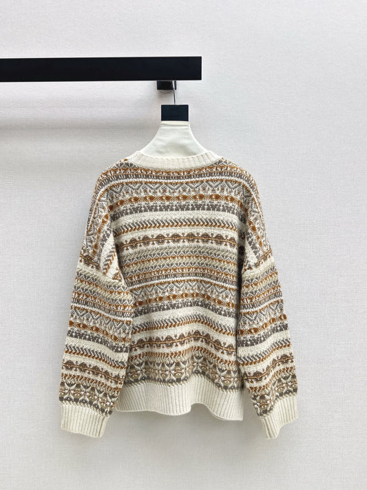 Lor 25 New Fair Isle Knitted Crew Neck Wool Sweater
