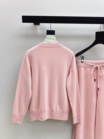 Ce 25 New round neck sweater + elastic waist straight pants
