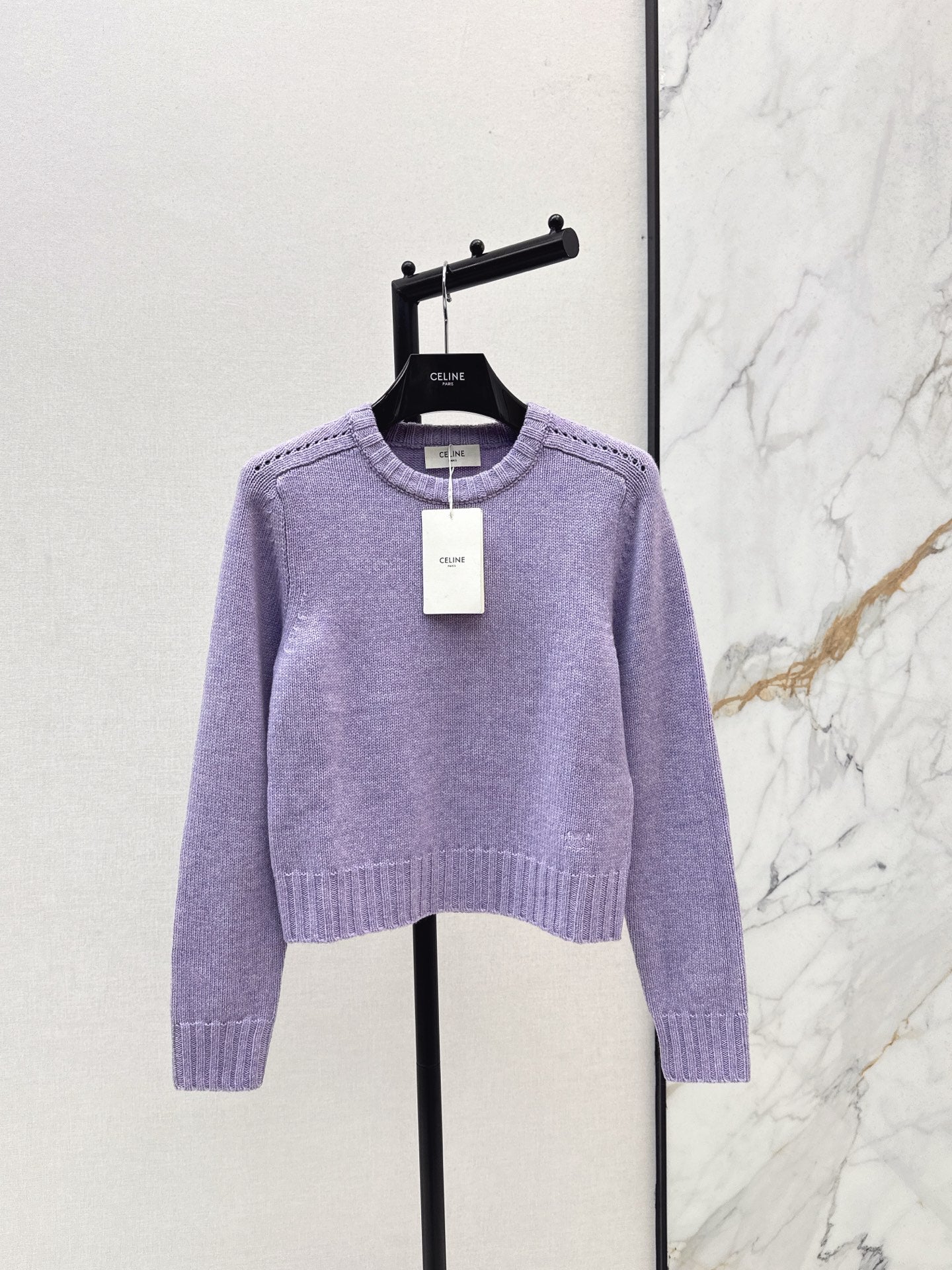 Ce 25 Purple Crew Neck Goat Hair Sweater