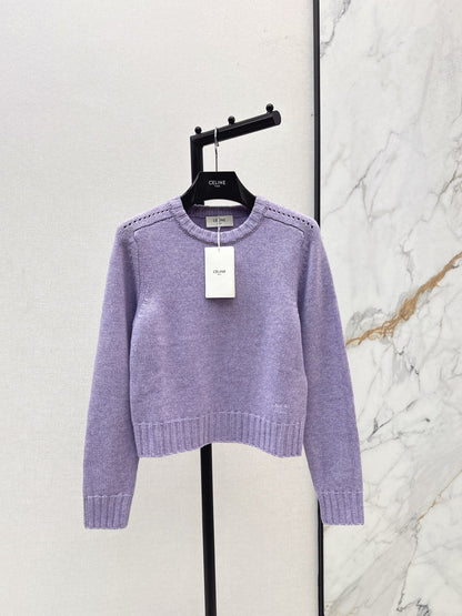 Ce 25 Purple Crew Neck Goat Hair Sweater