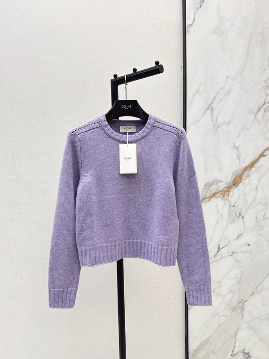 Ce 25 Purple Crew Neck Goat Hair Sweater