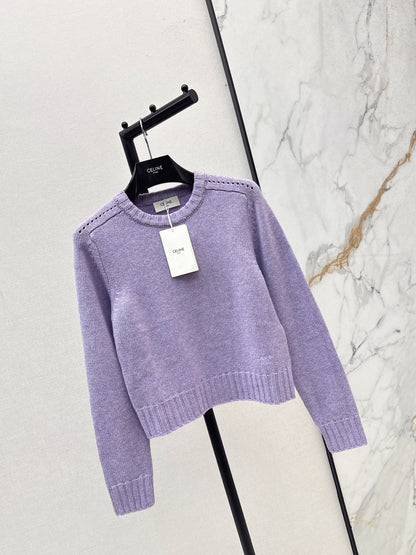 Ce 25 Purple Crew Neck Goat Hair Sweater
