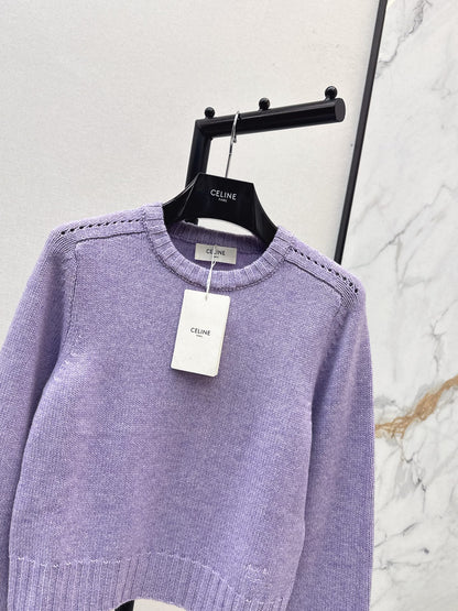 Ce 25 Purple Crew Neck Goat Hair Sweater