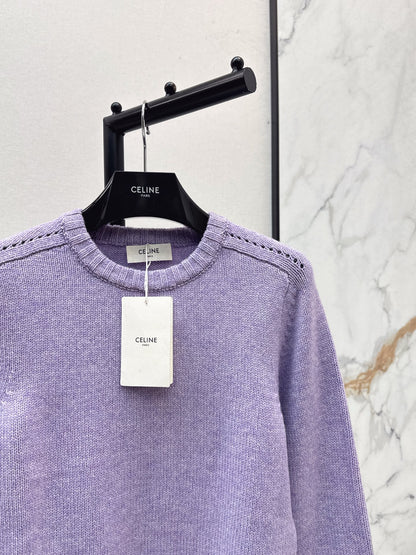 Ce 25 Purple Crew Neck Goat Hair Sweater
