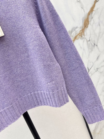Ce 25 Purple Crew Neck Goat Hair Sweater