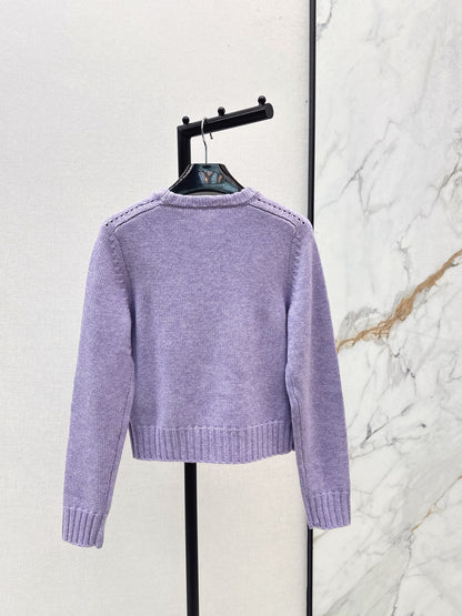 Ce 25 Purple Crew Neck Goat Hair Sweater
