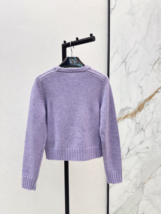 Ce 25 Purple Crew Neck Goat Hair Sweater