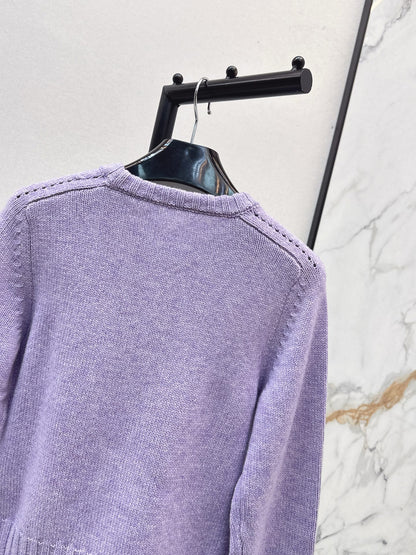 Ce 25 Purple Crew Neck Goat Hair Sweater
