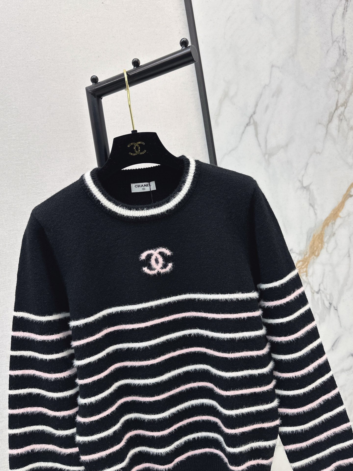 C 25 New Striped Wool Sweater(WHITE/BLACK)