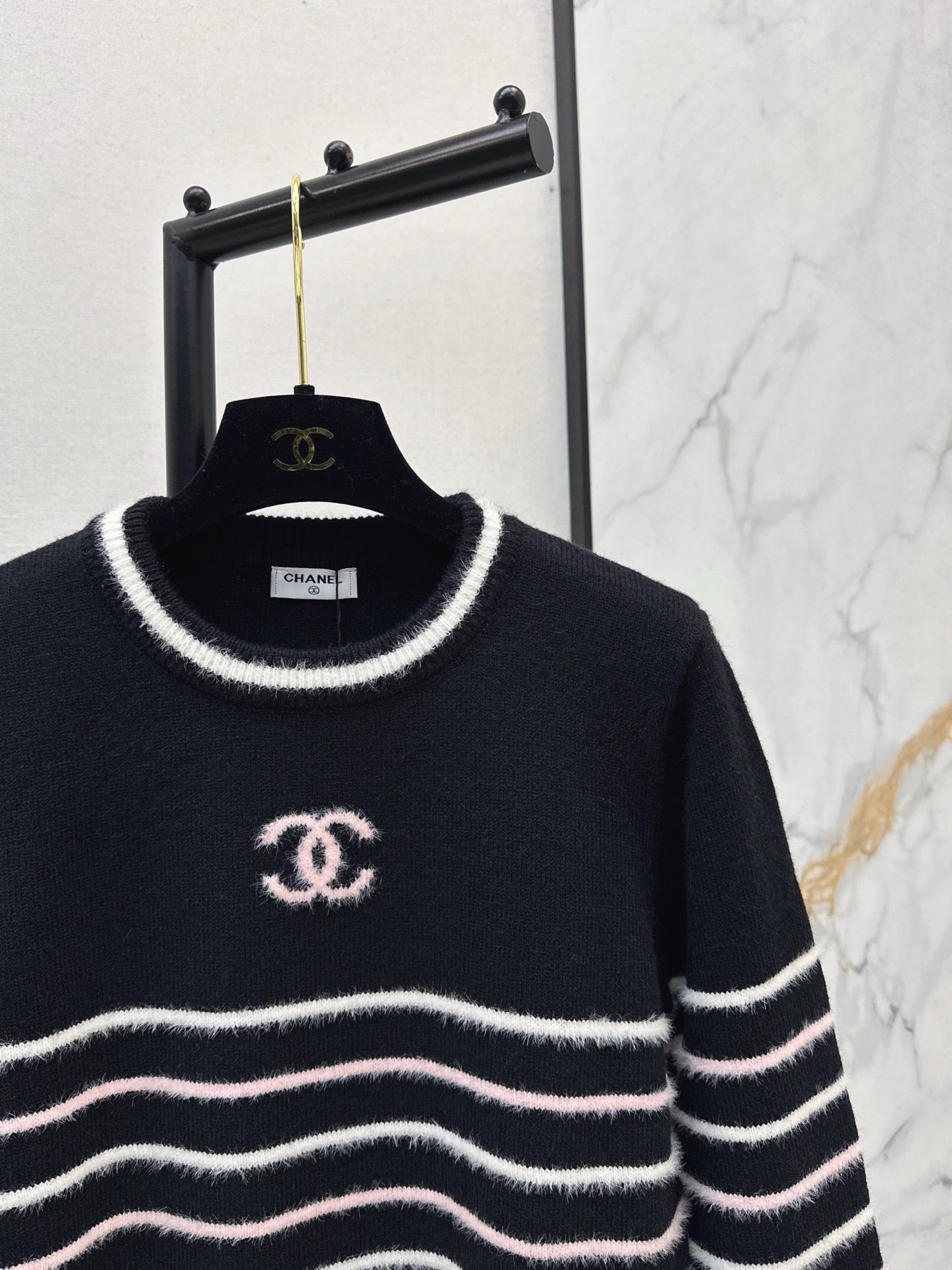 C 25 New Striped Wool Sweater(WHITE/BLACK)