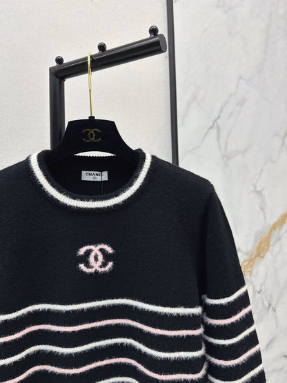C 25 New Striped Wool Sweater(WHITE/BLACK)