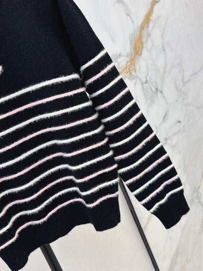 C 25 New Striped Wool Sweater(WHITE/BLACK)