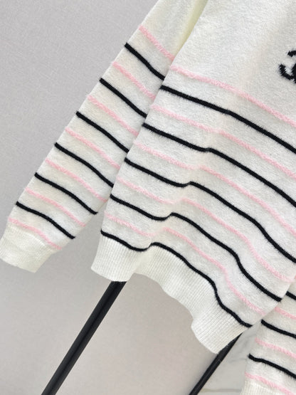 C 25 New Striped Wool Sweater(WHITE/BLACK)