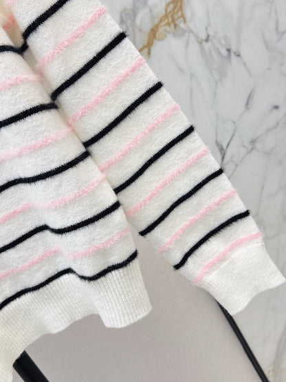 C 25 New Striped Wool Sweater(WHITE/BLACK)