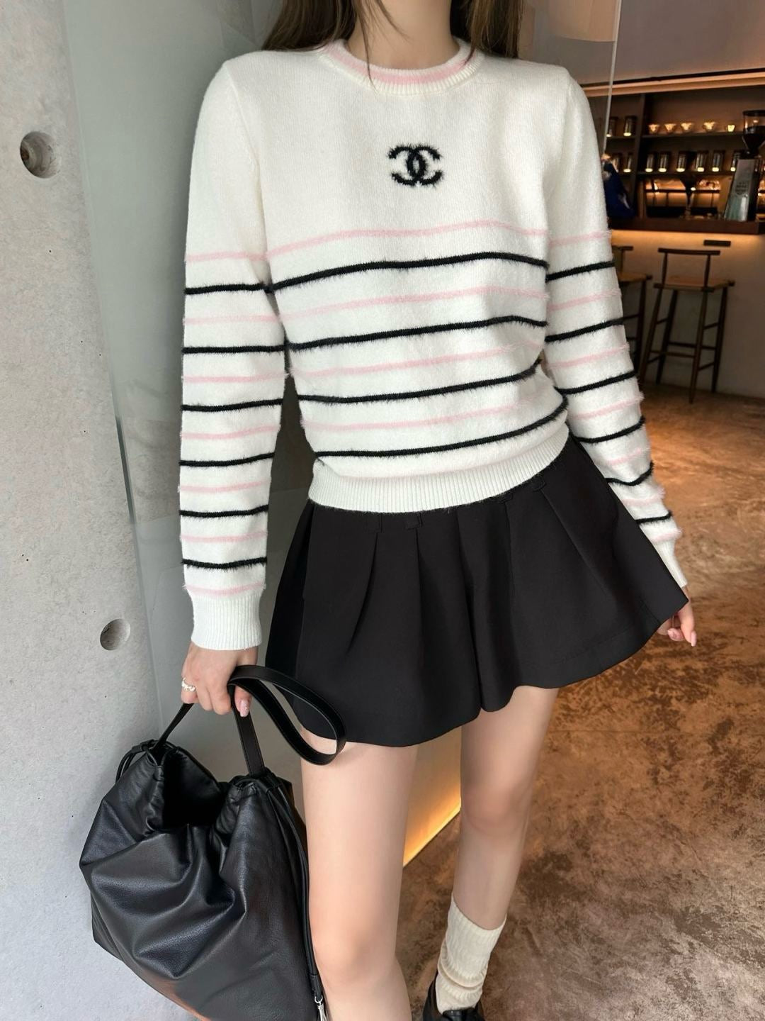 C 25 New Striped Wool Sweater(WHITE/BLACK)