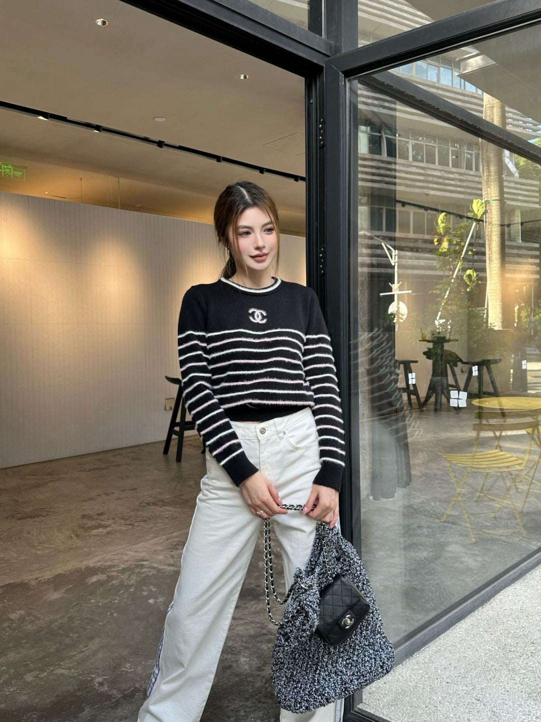 C 25 New Striped Wool Sweater(WHITE/BLACK)