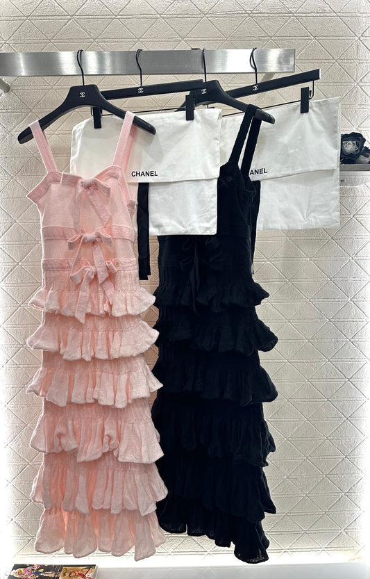 C 25 Cake Layer Bow Knitted Slip Dress