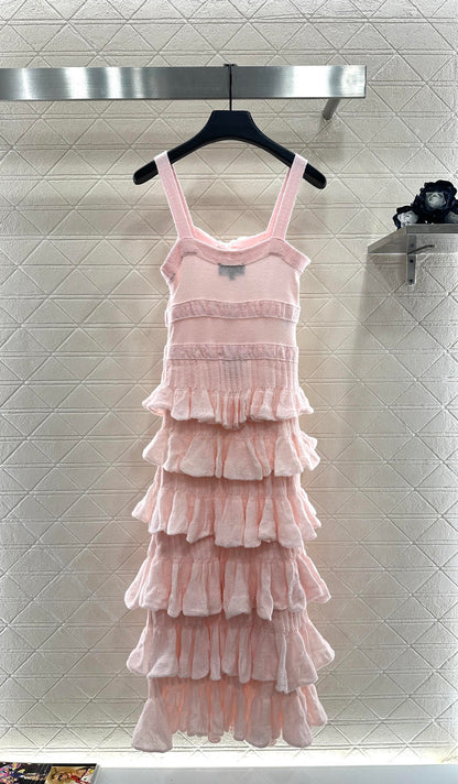 C 25 Cake Layer Bow Knitted Slip Dress
