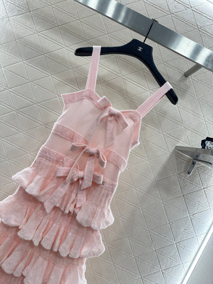 C 25 Cake Layer Bow Knitted Slip Dress