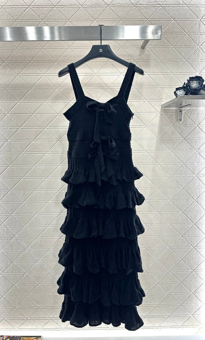 C 25 Cake Layer Bow Knitted Slip Dress