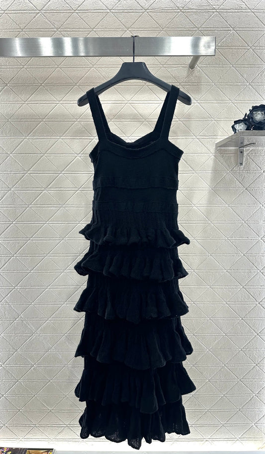 C 25 Cake Layer Bow Knitted Slip Dress