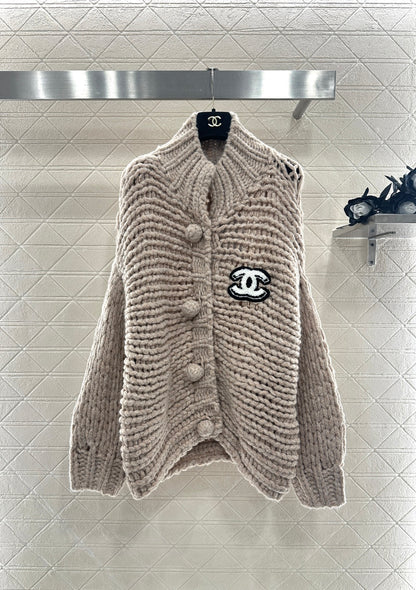 C 25 Hollow letter knitted wool cardigan
