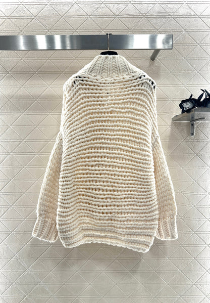 C 25 Hollow letter knitted wool cardigan