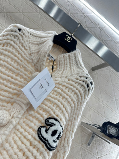 C 25 Hollow letter knitted wool cardigan