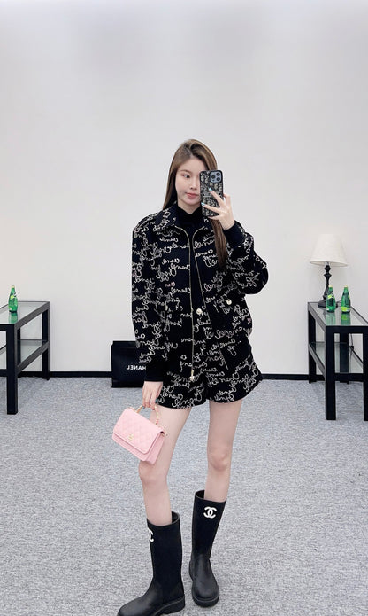 C 25 Jacquard cotton wool jacket + shorts set