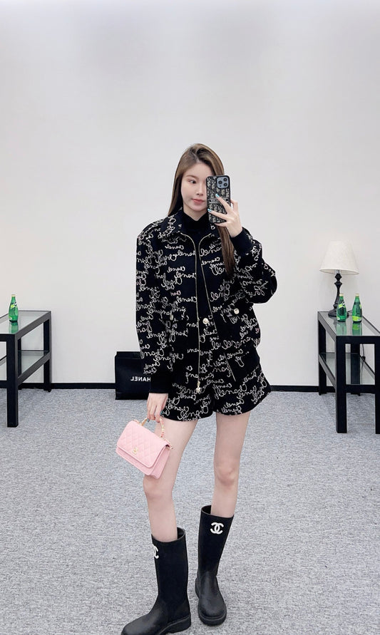 C 25 Jacquard cotton wool jacket + shorts set