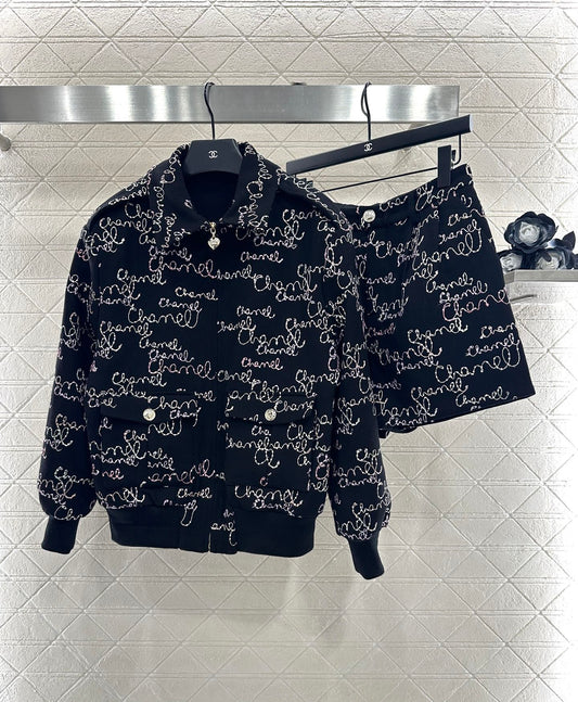 C 25 Jacquard cotton wool jacket + shorts set