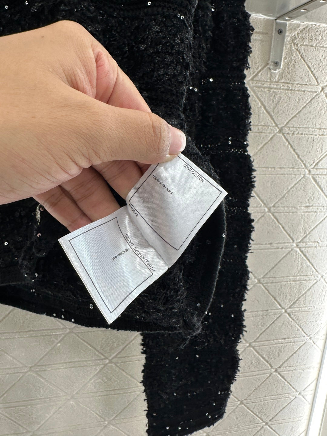 C 25 Crew-neck sequined knitted wool cardigan