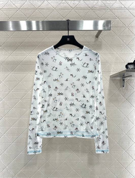 C 25 Ski print slim-fit long sleeves