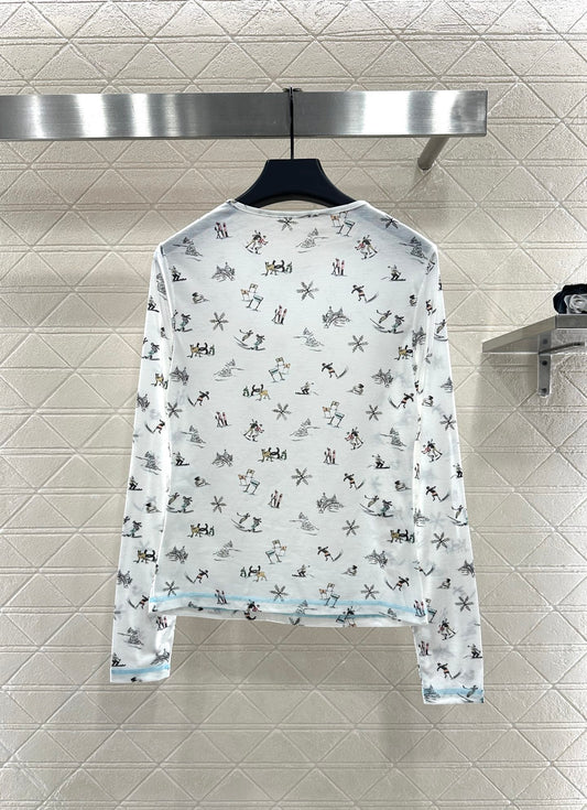 C 25 Ski print slim-fit long sleeves
