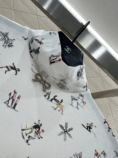C 25 Ski print, high collar, slim-fit long sleeves