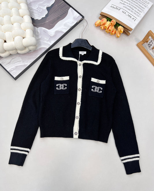 C 25 Lapel wool and cashmere cardigan