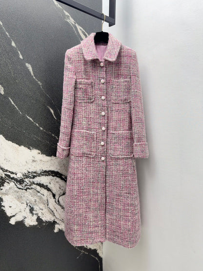 C 25 Pink woolen long coat