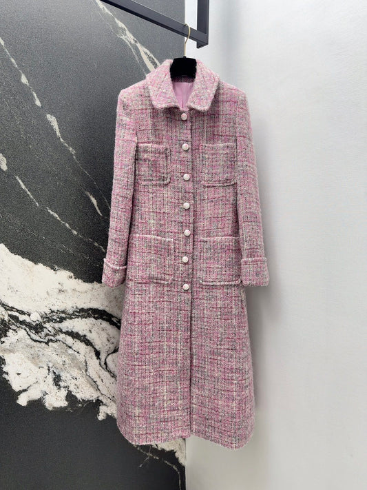 C 25 Pink woolen long coat
