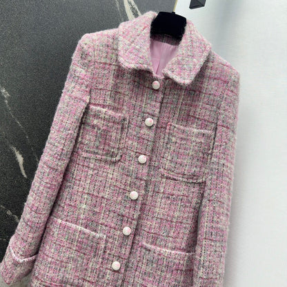 C 25 Pink woolen long coat