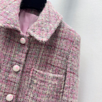 C 25 Pink woolen long coat