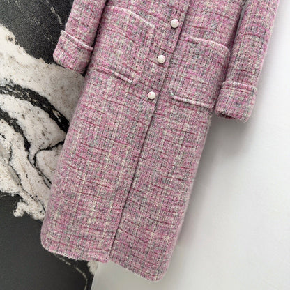 C 25 Pink woolen long coat