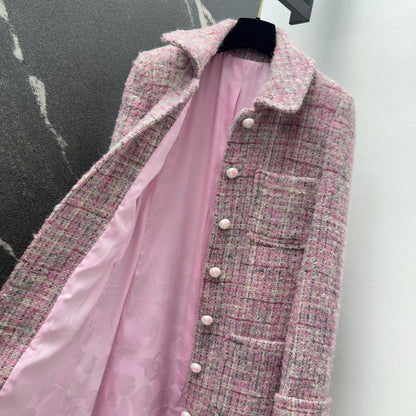 C 25 Pink woolen long coat