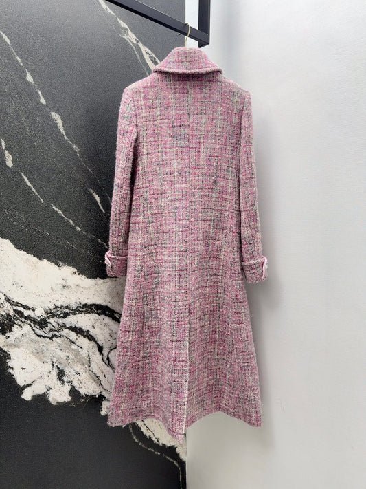 C 25 Pink woolen long coat