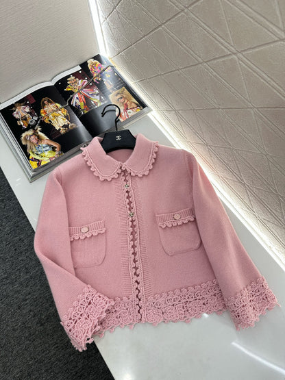 C 25 Lace Knitted Wool Cardigan + Skirt Set