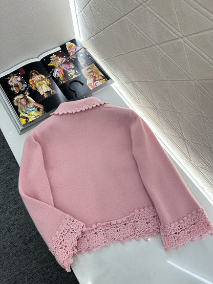 C 25 Lace Knitted Wool Cardigan + Skirt Set