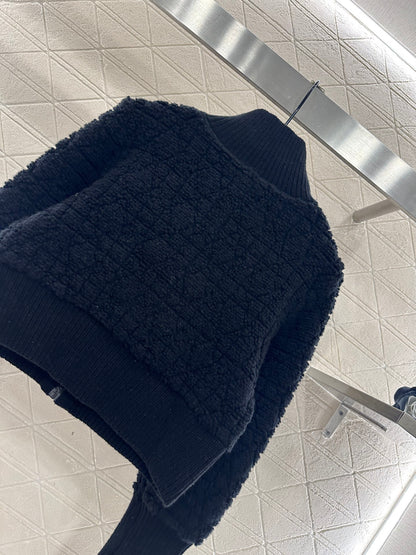 Di 25 Check jacquard zip-up wool jacket