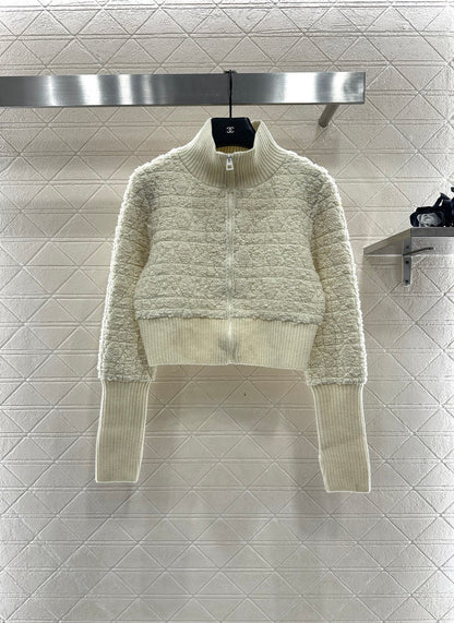 Di 25 Check jacquard zip-up wool jacket