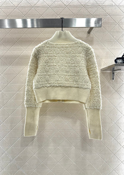 Di 25 Check jacquard zip-up wool jacket