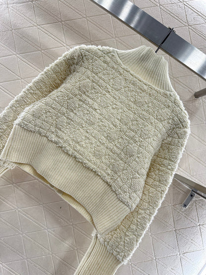 Di 25 Check jacquard zip-up wool jacket